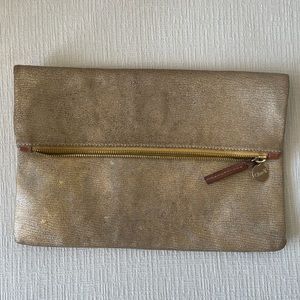 Clare V. Signature Gold Foldover Clutch